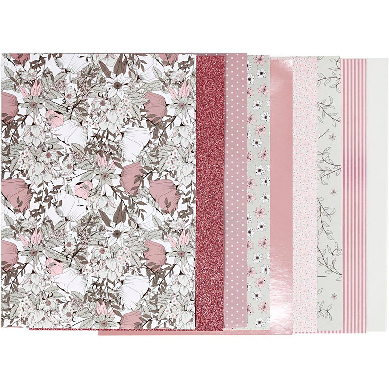 Load image into Gallery viewer, Creativ company design papierblok, afm 21x30 cm, 120+128 gr, beige, bruin, roze, wit, 24 vel 1 doos