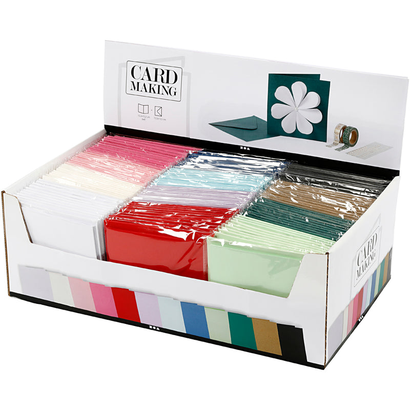 Afbeelding laden in galerijviewer, Https: www.cchobby.nl kaarten-en-enveloppen-afmeting-kaart-15-2x15-2-cm-afmeting-envelop-16x16-cm-230-gr-diverse-kleuren-12x10-doos-1-doos
