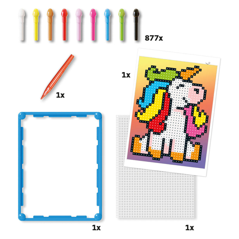 Load image into Gallery viewer, Quercetti pixel art mozaïek eenhoorn 880dlg educatief speelgoed.