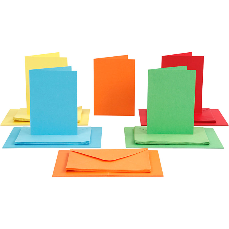 Load image into Gallery viewer, Creativ company kaarten en enveloppen, afmeting kaart 10,5x15 cm, afmeting envelop 11,5x16,5 cm, 110+220 gr, diverse kleuren, 50 set 1 doos