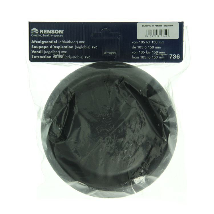 Load image into Gallery viewer, Renson 1068945 - inbouw afzuigventiel pvc 736 (dia 125) str 9005 (zwart) | 2 stuks