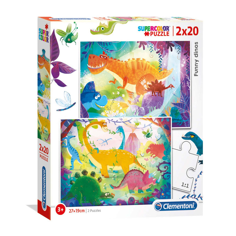 Load image into Gallery viewer, Clementoni puzzel grappige dino's, 2x20st.