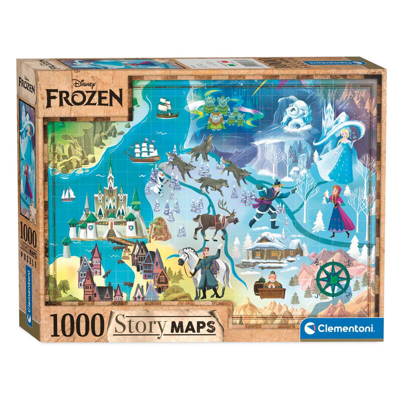 Load image into Gallery viewer, Clementoni wereldkaart puzzel disney frozen, 1000st.