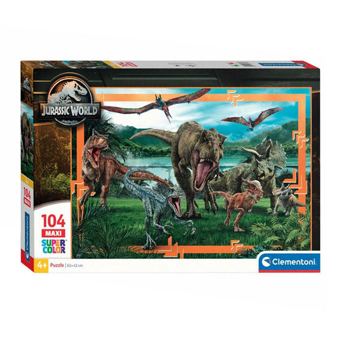 Load image into Gallery viewer, Clementoni legpuzzel super color maxi jurassic world, 104st.