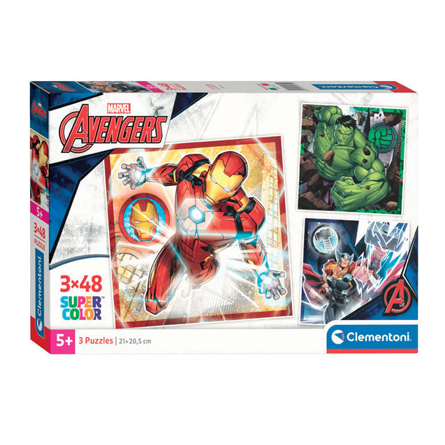 Load image into Gallery viewer, Clementoni legpuzzel super color vierkant marvel avengers, 3x48st.