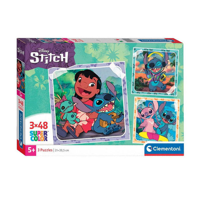 Load image into Gallery viewer, Clementoni legpuzzel super color vierkant disney stitch, 3x48st.