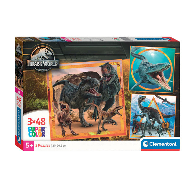 Afbeelding laden in galerijviewer, Clementoni legpuzzel super color vierkant jurassic world, 3x48st.