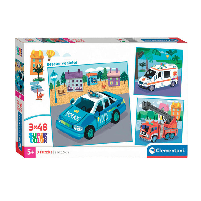 Load image into Gallery viewer, Clementoni legpuzzel super color vierkant hulpdiensten, 3x48st.