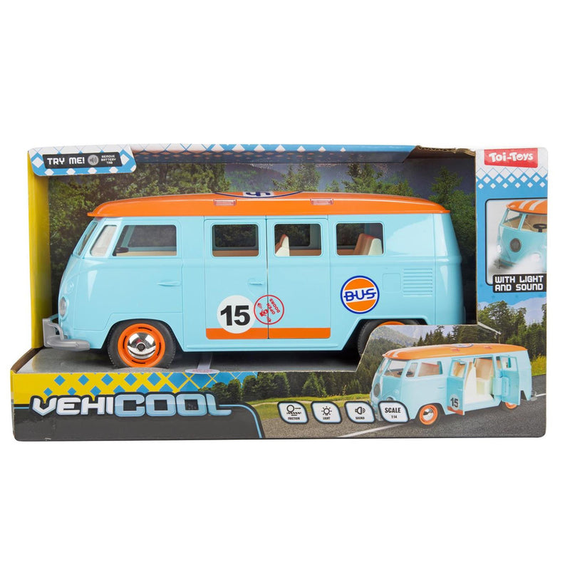 Afbeelding laden in galerijviewer, Toi-toys vehicool retro bus 27cm -frictie,licht en geluid