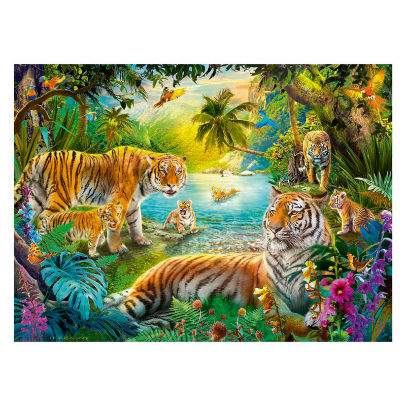 Load image into Gallery viewer, Ravensburger puzzel tijgers in de oase - 500 stukjes puzzel.