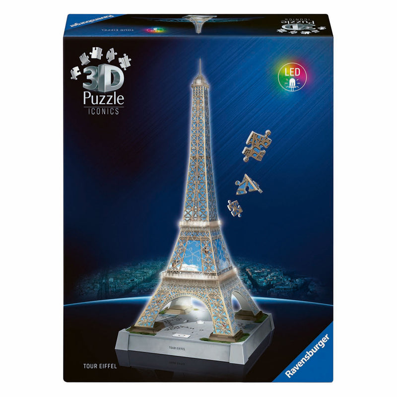 Afbeelding laden in galerijviewer, Ravensburger 3d puzzel iconics eiffeltoren - met licht - 243st.