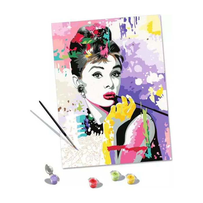Load image into Gallery viewer, Ravensburger schilderen op nummer set - audrey hepburn canvas kunst.