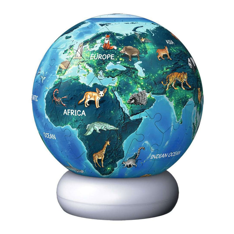 Load image into Gallery viewer, Ravensburger – aarde met diermotieven – 3d puzzle-ball nachtlicht – 73 stukjes