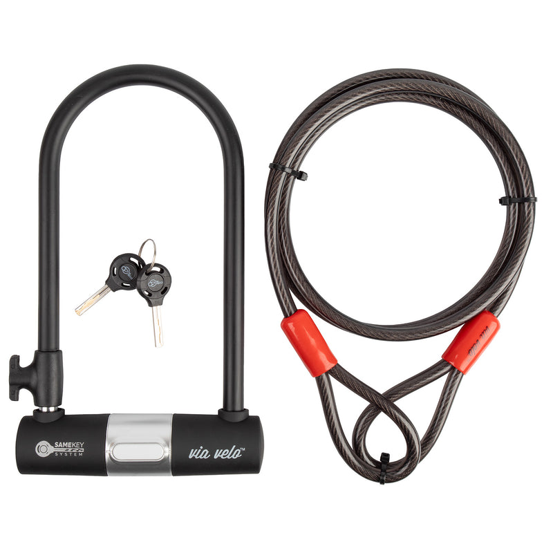Load image into Gallery viewer, Via velo 2 in 1 shackle lock with spiral cable