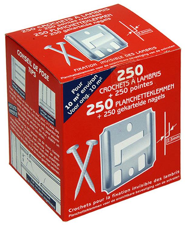 Load image into Gallery viewer, 1014284 - 250 planchetteklemmen met nagels 2,5mm | 5 stuks