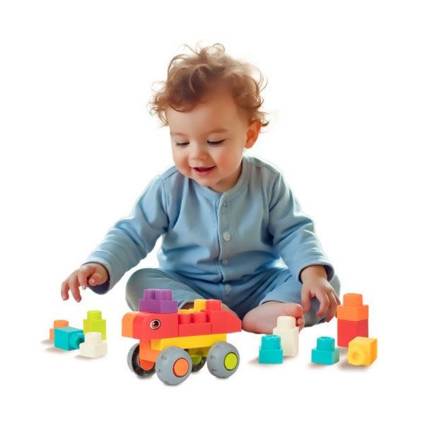 Afbeelding laden in galerijviewer, Toi-toys little stars soft bouwstenen in opbergbox - 48st.