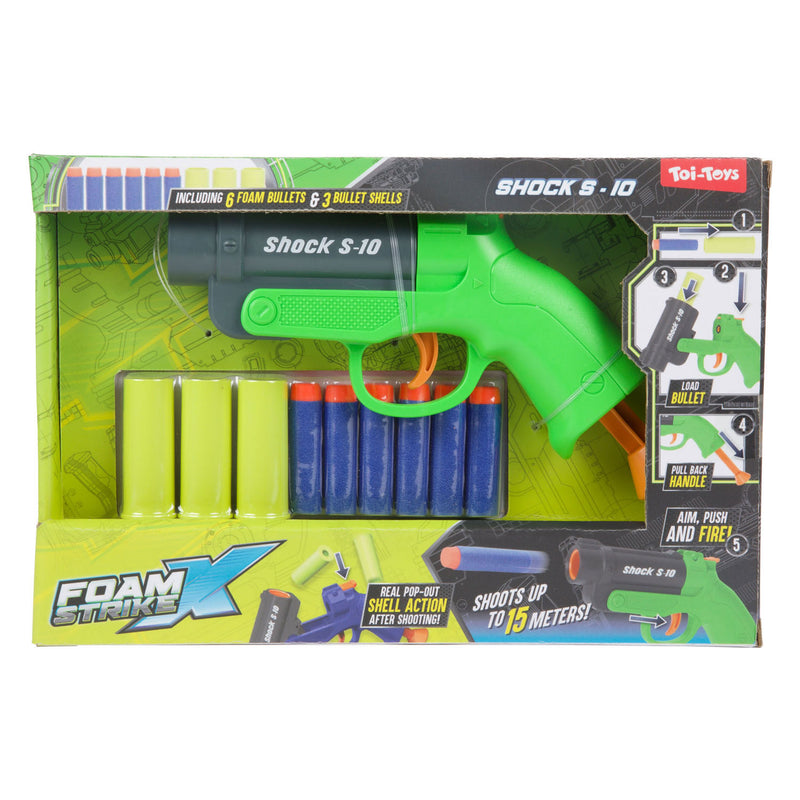 Afbeelding laden in galerijviewer, Toi-toys foam strikex pistool -shot s-10- met hulzen 2ass