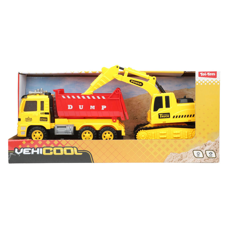 Load image into Gallery viewer, Cars trucks vehicool kiepwagen met graafmachine