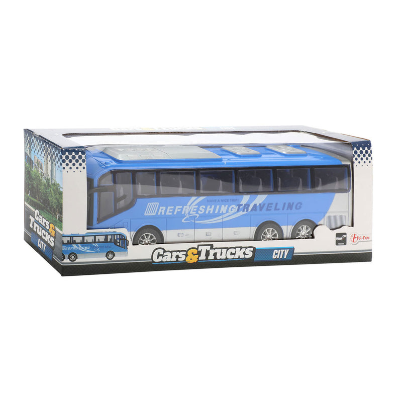 Load image into Gallery viewer, Toi-toys cars trucks reisbus blauw frictie, 32cm