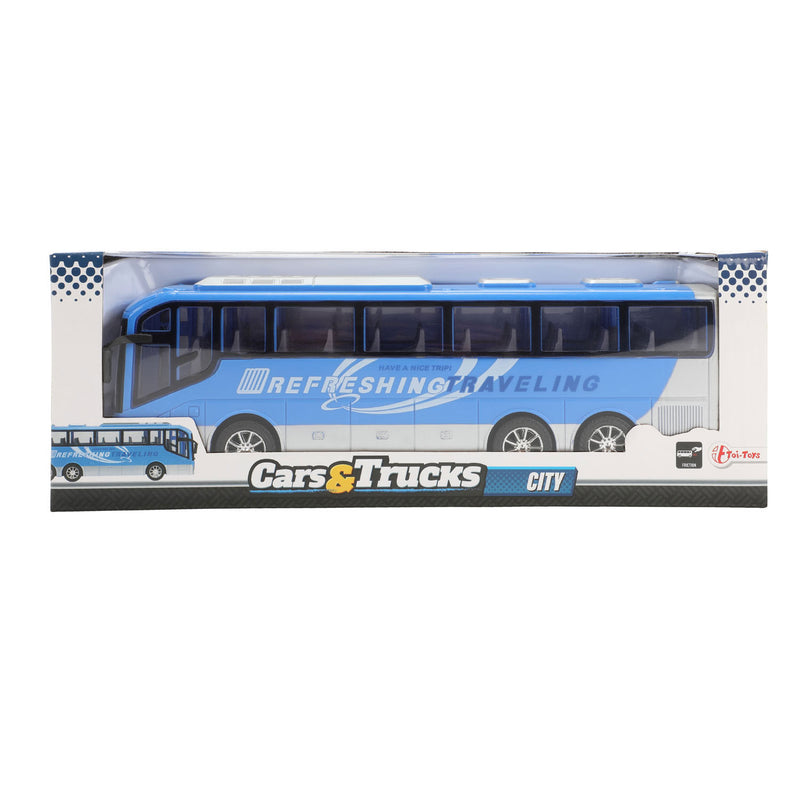 Load image into Gallery viewer, Toi-toys cars trucks reisbus blauw frictie, 32cm