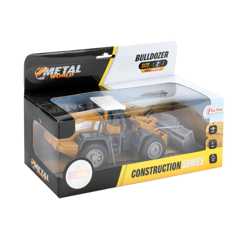 Load image into Gallery viewer, Toi-toys bulldozer metal junior 1:55 staal geel grijs