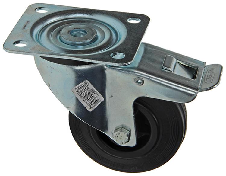 Load image into Gallery viewer, Mack by tente 1049123 - zw wiel bevestigingsplaat + rem rubber met nylon velg 100mm | 6 stuks