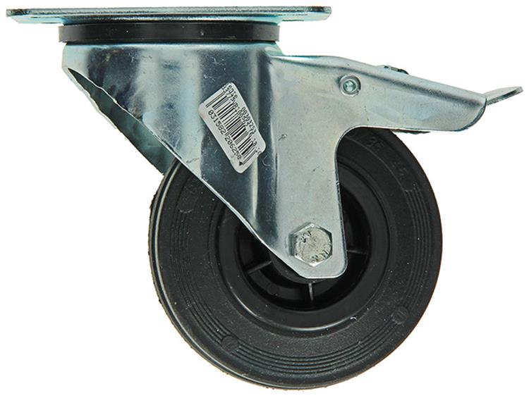 Load image into Gallery viewer, Mack by tente 1049123 - zw wiel bevestigingsplaat + rem rubber met nylon velg 100mm | 6 stuks