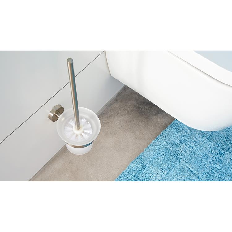 Load image into Gallery viewer, Tesa toiletborstel moon roestvrijstalen look zelfklevend zonder boren – 145x112x379mm