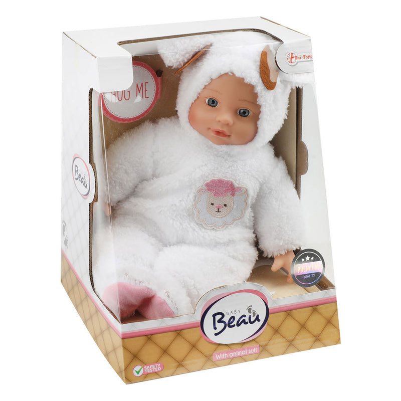 Afbeelding laden in galerijviewer, Beau-beau baby beau babypop in dierenpakje schaap