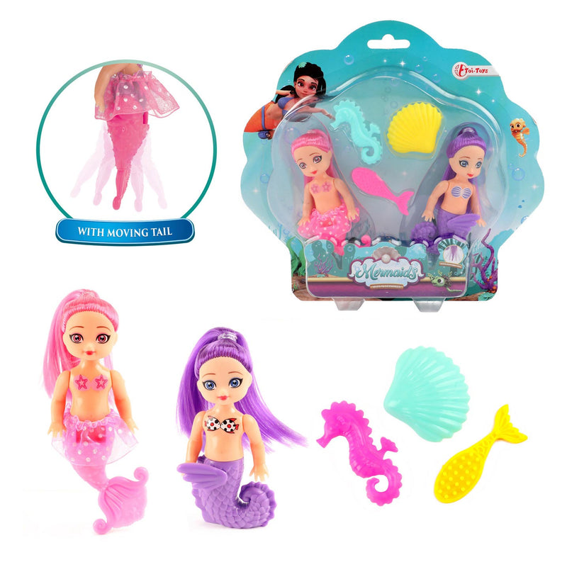 Afbeelding laden in galerijviewer, Toi-toys mermaids zeemeerminpop met accessoires, 12cm