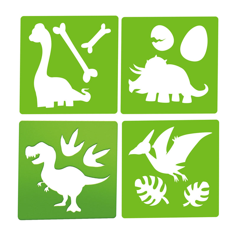 Load image into Gallery viewer, Toi-toys world of dinosaurs stoepkrijt dino met sjablonen, 10dlg.