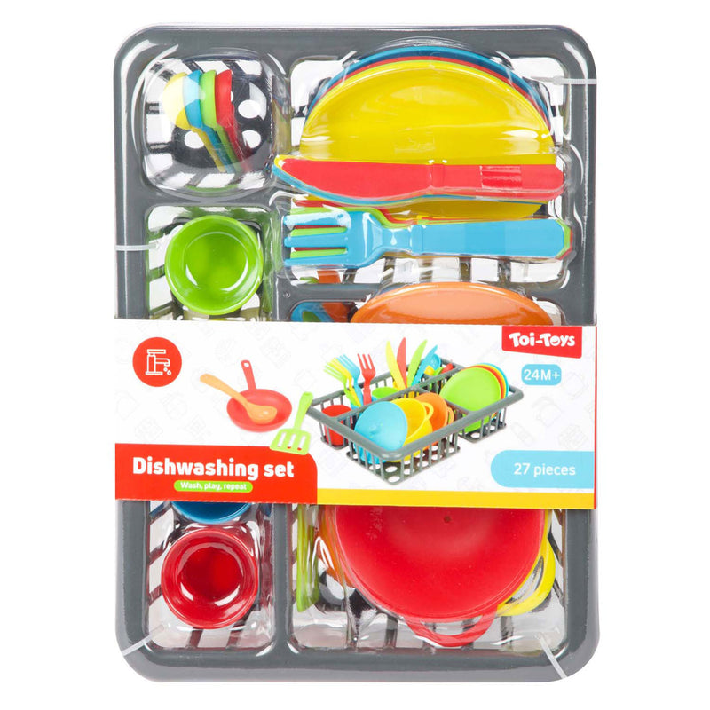 Load image into Gallery viewer, Toi-toys home food afwasrek met bestek en pannen, 27dlg.