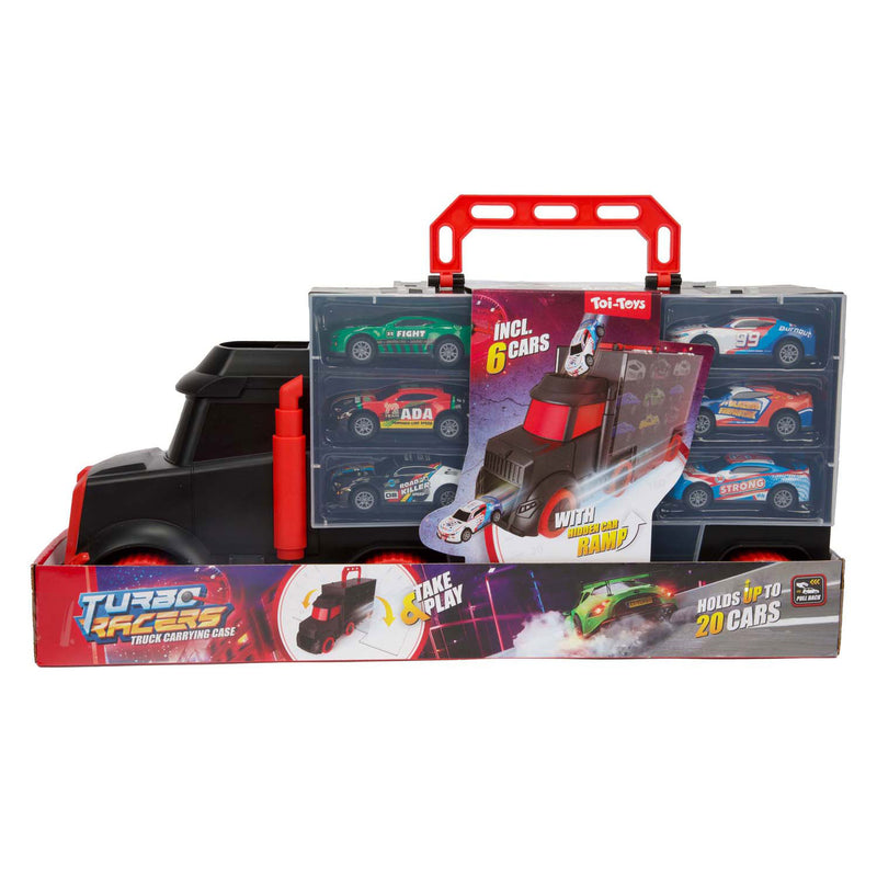 Load image into Gallery viewer, Toi toy turbo racers vrachtwagen met 6 pull-back raceauto's