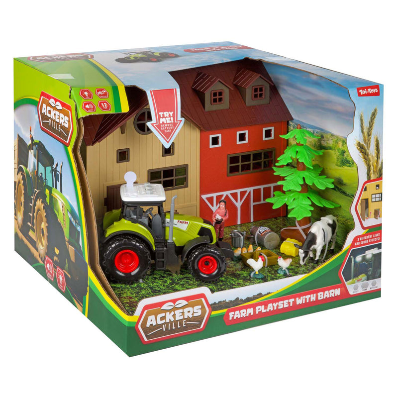 Load image into Gallery viewer, Toi-toys ackers ville boerderij met tractor licht en geluid speelset, 12dlg.