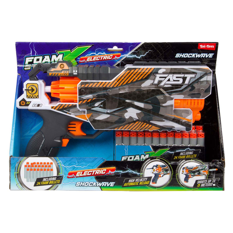 Load image into Gallery viewer, Toi-toys foam strikex elektrisch afschietpistool shockwave met 24 foampijlen