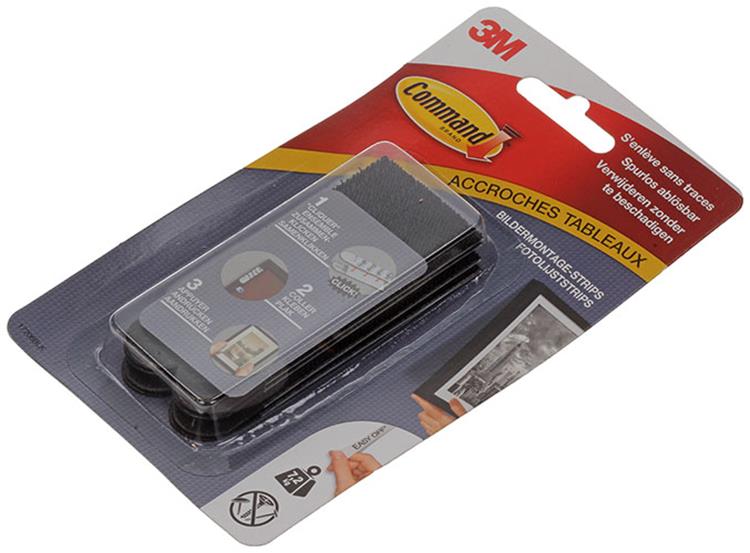 Afbeelding laden in galerijviewer, 3m command fotolijststrip, large, draagvermogen 7,2 kg, zwart, blister van 8 stuks