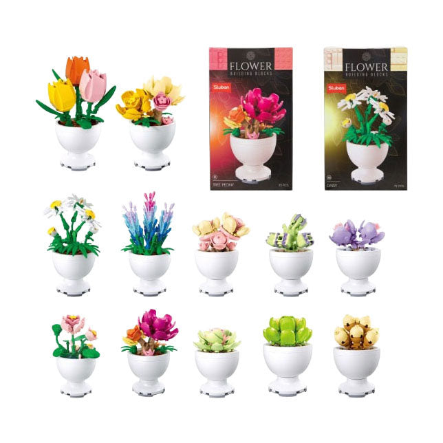 Afbeelding laden in galerijviewer, Sluban bouwstenen bloemen in pot