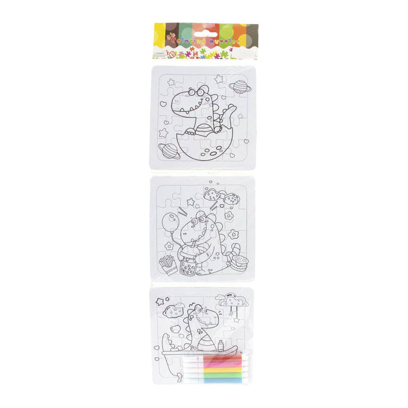 Afbeelding laden in galerijviewer, Jono toys kleur je eigen puzzeltjes- 3 puzzeltjes + 5 stiften