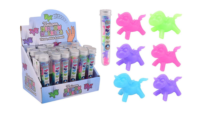 Load image into Gallery viewer, Johntoy sticky eenhoorn raamlopers in koker, 6st