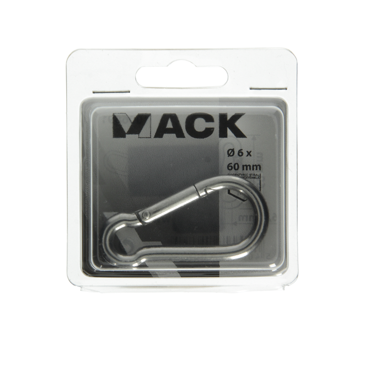 Load image into Gallery viewer, Mack 1006891 - 1 karabijnhaak+veer inox 60x6mm bl | 5 stuks