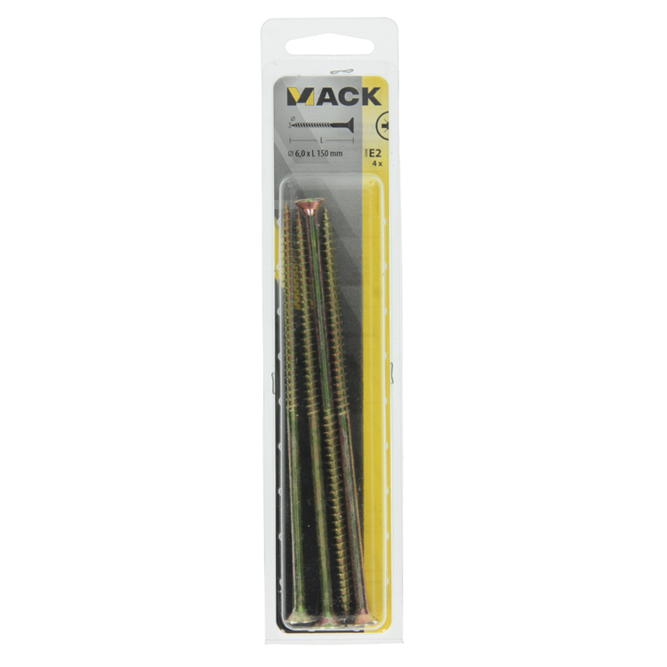 Load image into Gallery viewer, Mack 1006977 - spaanplaatschroef vz kop geelverzinkt 4st 6 x 150mm | 10 stuks