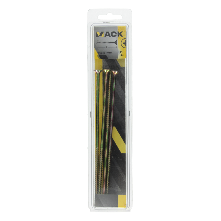 Load image into Gallery viewer, Mack 1006979 - spaanplaatschroef vz kop geelverzinkt 4st 6 x 180mm | 10 stuks