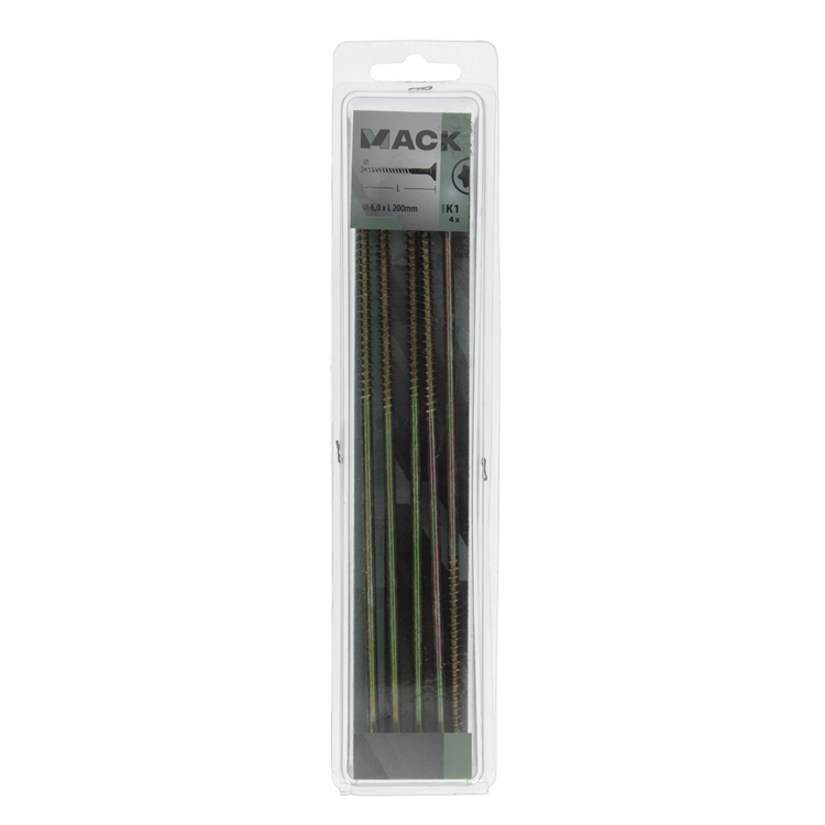 Load image into Gallery viewer, Mack 1006985 - spaanplschrf. vzkop-zelfb geelverzinkt 4st 6 x 200mm | 10 stuks