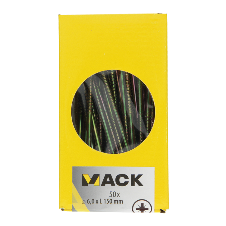 Load image into Gallery viewer, Mack 1006988 - spaanplaatschroef vz kop geelverzinkt 50st 6 x 150mm | 4 stuks