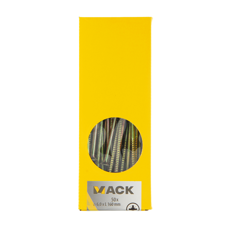 Load image into Gallery viewer, Mack 1006989 - spaanplaatschroef vz kop geelverz. 50 st 6 x 160 mm | 2 stuks