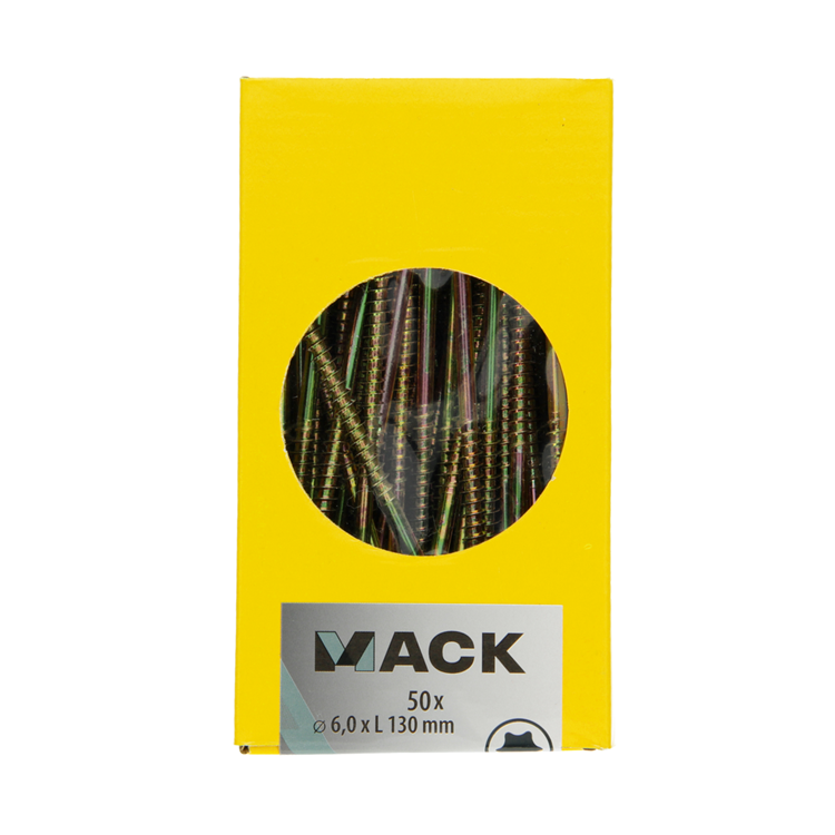 Afbeelding laden in galerijviewer, Mack 1006992 - spaanplschrf. vzkop-zelfb geelverzinkt 50st 6 x 130mm | 3 stuks
