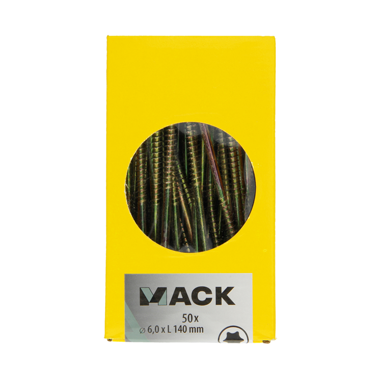 Load image into Gallery viewer, Mack 1006993 - spaanplschrf. vzkop-zelfb geelverzinkt 50st 6 x 140mm | 5 stuks