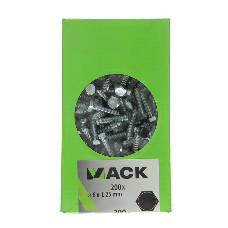Afbeelding laden in galerijviewer, Mack 1007027 - houtdraadbout staal verzinkt 200 st 6 x 25 mm | 3 stuks