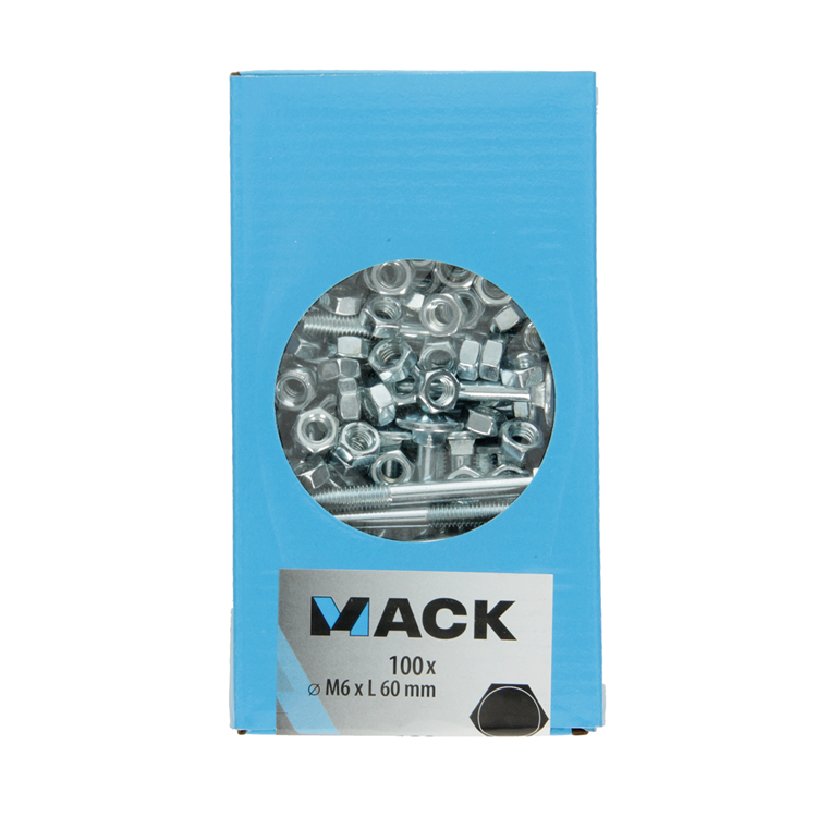 Load image into Gallery viewer, Mack 1007053 - houtbout + moer verzinkt 100 st 6 x 60 mm | 4 stuks
