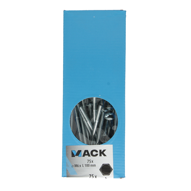 Load image into Gallery viewer, Mack 1007056 - houtbout + moer verzinkt 75 st6 x 100 mm | 2 stuks